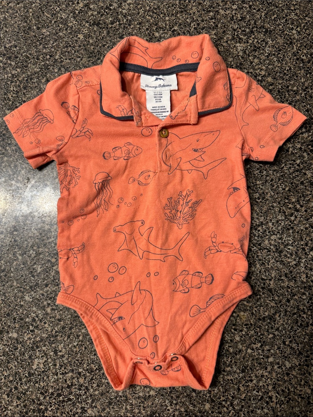 Tommy Bahama Coral Shark & Sea Life Polo One-Piece Bodysuit